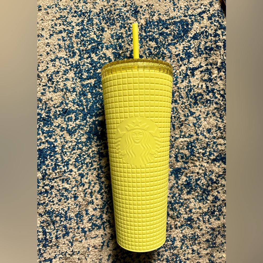 NWT Starbucks grid matte yellow tumbler